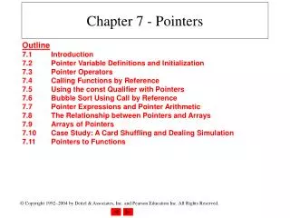 Chapter 7 - Pointers