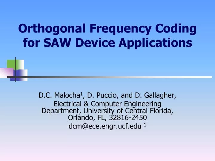 orthogonal frequency coding for saw device applications