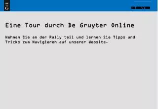 Eine Tour durch De Gruyter Online