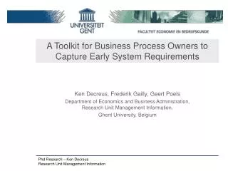 A Toolkit for Business Process Owners to Capture Early System Requirements