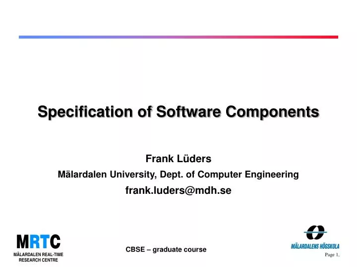 specification of software components