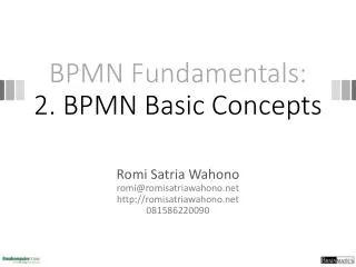 BPMN Fundamentals: 2. BPMN Basic Concepts