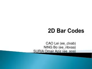 2D Bar Codes