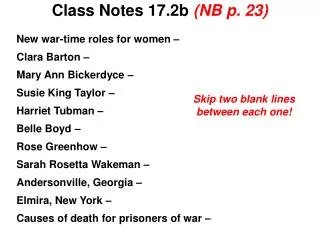 Class Notes 17.2b (NB p. 23)