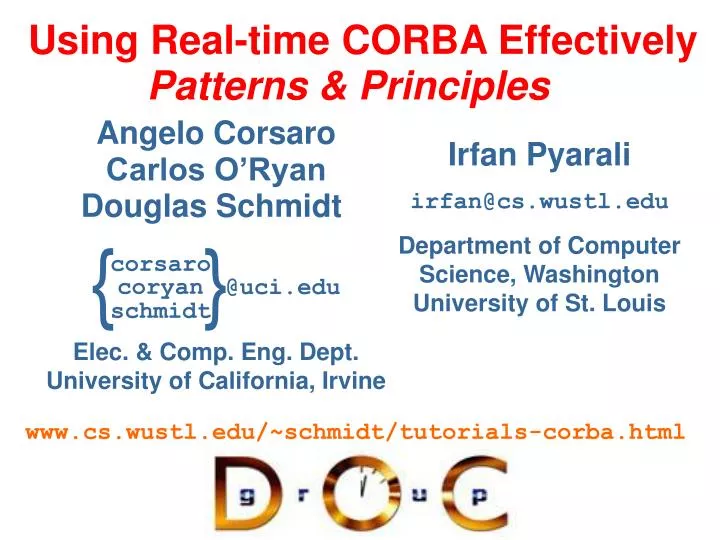 using real time corba effectively patterns principles