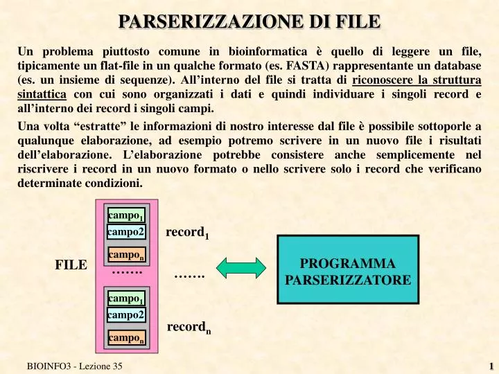 parserizzazione di file