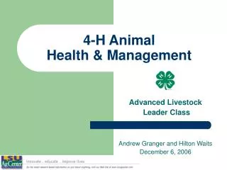 4-H Animal Health &amp; Management