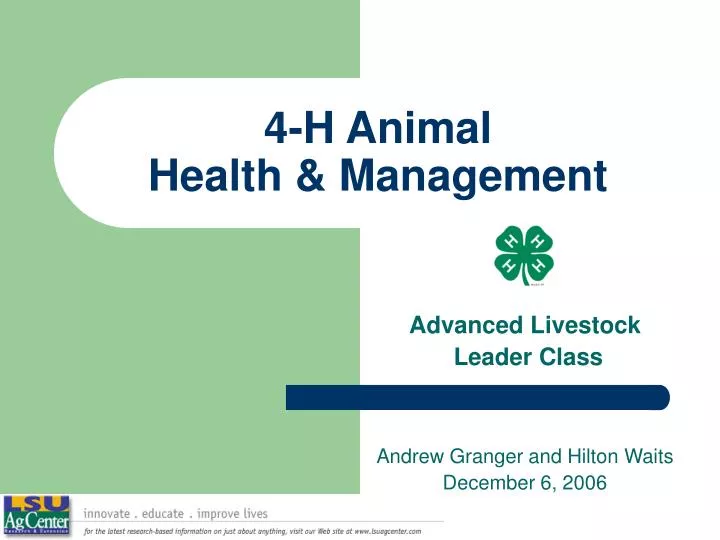 4 h animal health management