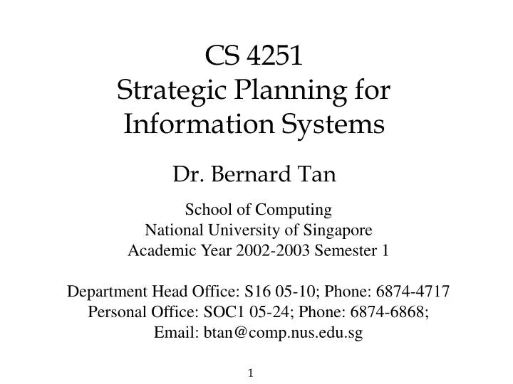 cs 4251 strategic planning for information systems