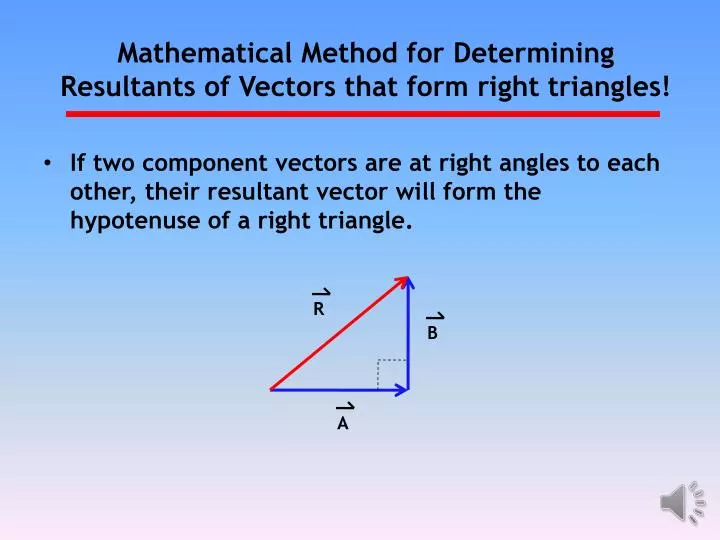 mathematical method for determining resultants of vectors that form right triangles