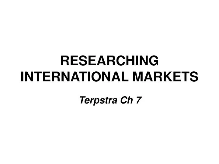 researching international markets