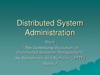 Distributed System Administration