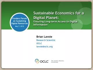 Sustainable Economics for a Digital Planet: Ensuring Long-term Access to Digital Information