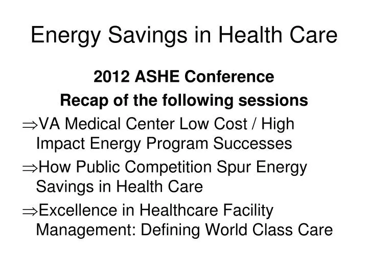 energy savings in health care