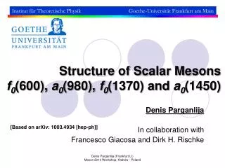 Structure of Scalar Mesons f 0 (600), a 0 (980), f 0 (1370) and a 0 (1450)
