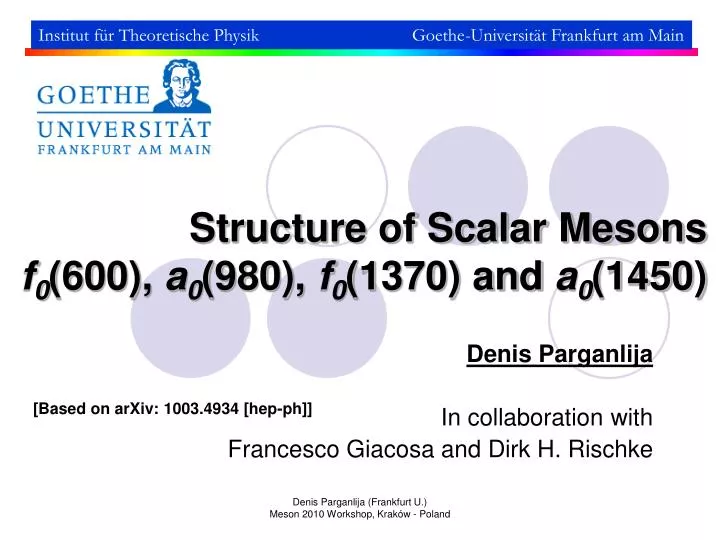 structure of scalar mesons f 0 600 a 0 980 f 0 1370 and a 0 1450