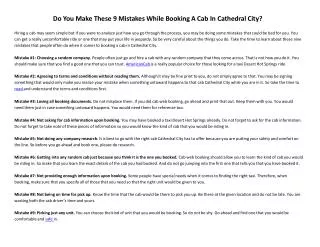 Do You Make These 9 Mistakes While Booking A Cab In Cathedra