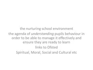 the nurturing school environment