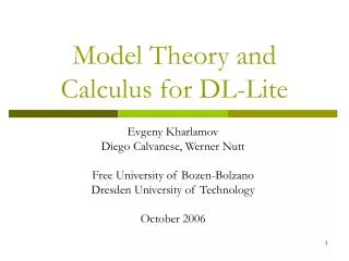 Model Theory and Calculus for DL-Lite