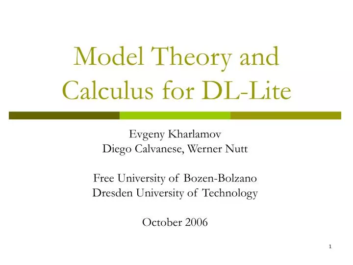 model theory and calculus for dl lite
