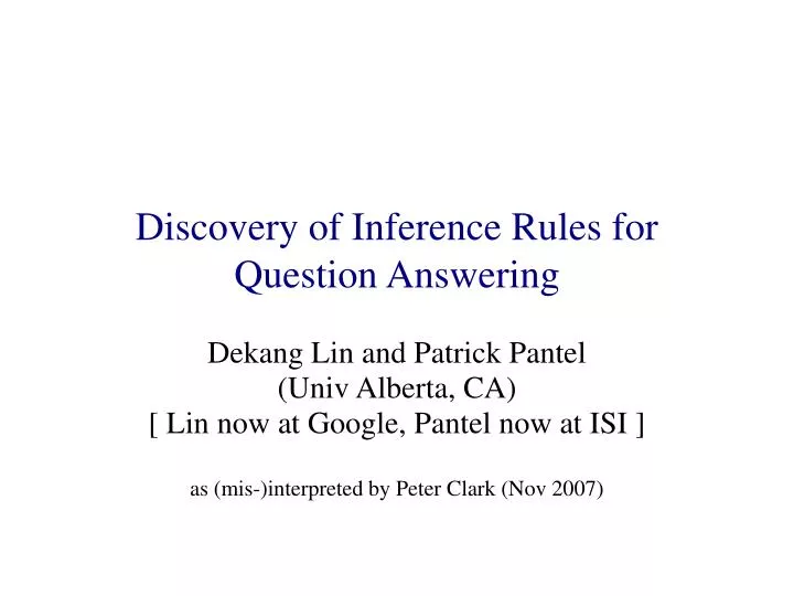 discovery of inference rules for question answering
