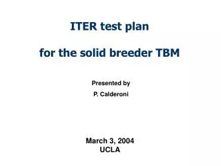 ITER test plan for the solid breeder TBM