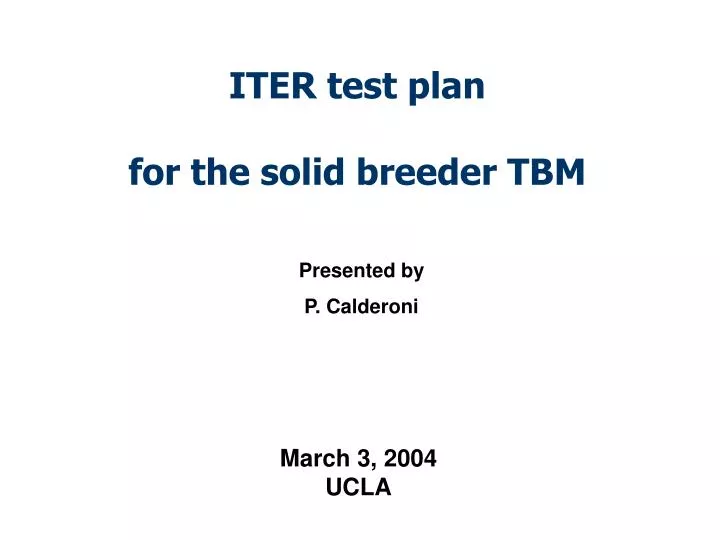 iter test plan for the solid breeder tbm