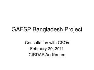 GAFSP Bangladesh Project