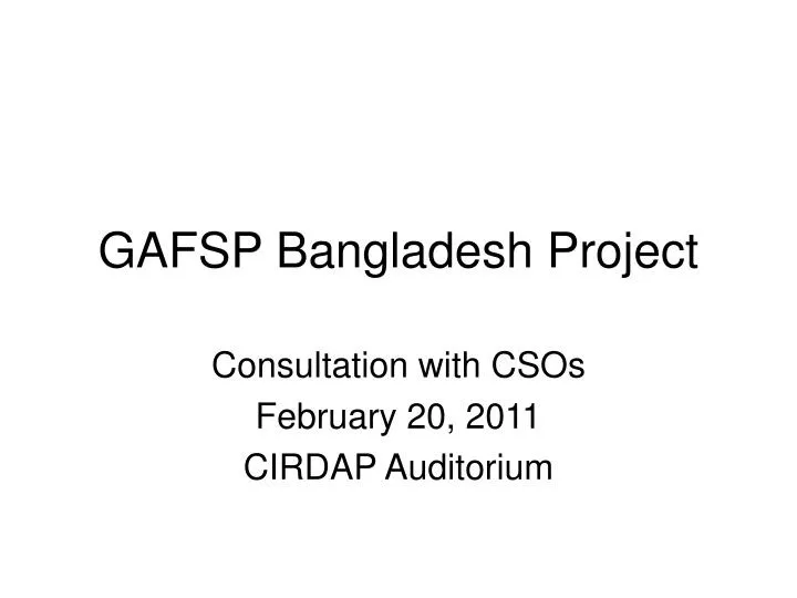 gafsp bangladesh project