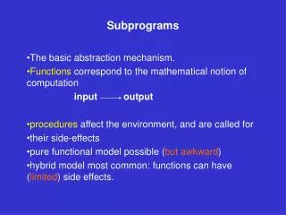 Subprograms