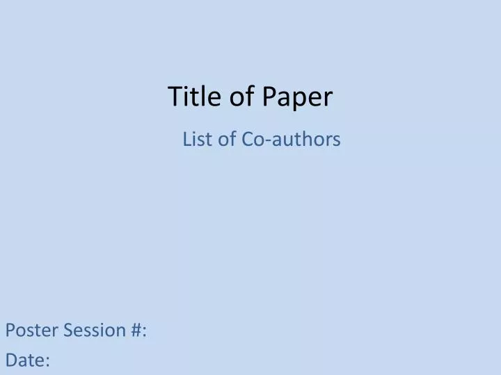 title of paper