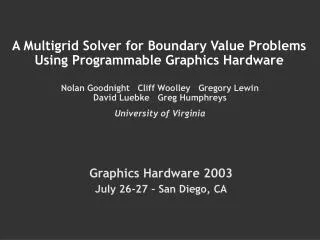 A Multigrid Solver for Boundary Value Problems Using Programmable Graphics Hardware