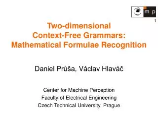 Two-dimensional Context-Free Grammars : Mathematical Formulae Recognition