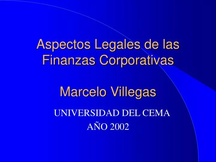 aspectos legales de las finanzas corporativas marcelo villegas