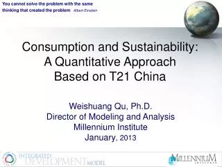 Consumption and Sustainability: A Quantitative Approach Based on T21 China