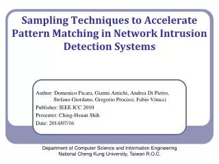 Sampling Techniques to Accelerate Pattern Matching in Network Intrusion Detection Systems