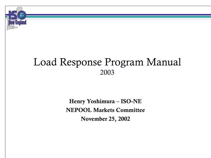 load response program manual 2003