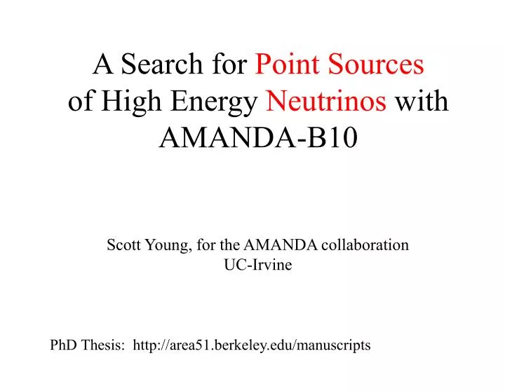 a search for point sources of high energy neutrinos with amanda b10
