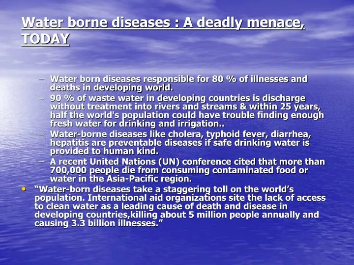 water borne diseases a deadly menace today