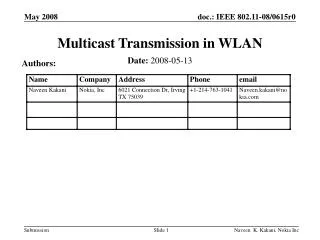 Multicast Transmission in WLAN