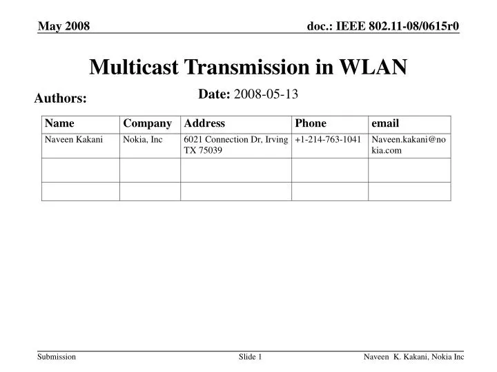 multicast transmission in wlan