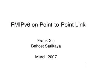 FMIPv6 on Point-to-Point Link