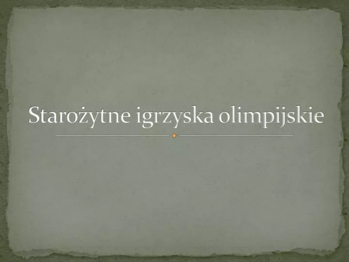 staro ytne igrzyska olimpijskie