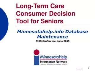 Long-Term Care Consumer Decision Tool for Seniors
