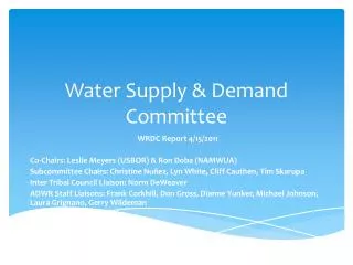 Water Supply &amp; Demand Committee