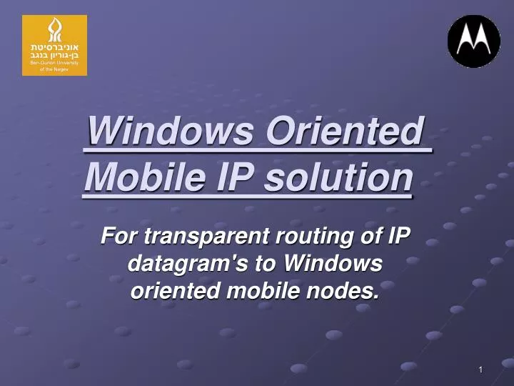 windows oriented mobile ip solution