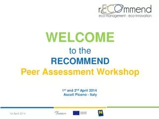 WELCOME to the RECOMMEND Peer Assessment Workshop