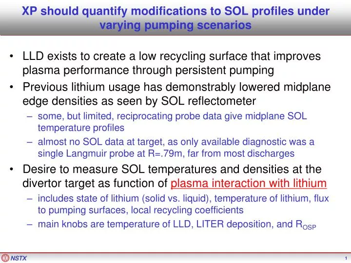 xp should quantify modifications to sol profiles under varying pumping scenarios