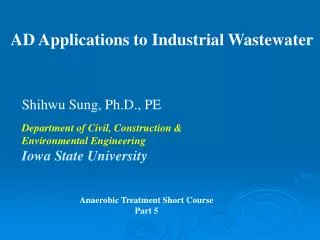 AD Applications to Industrial Wastewater