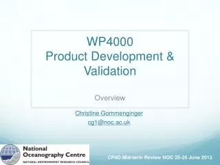 WP4000 Product Development &amp; Validation